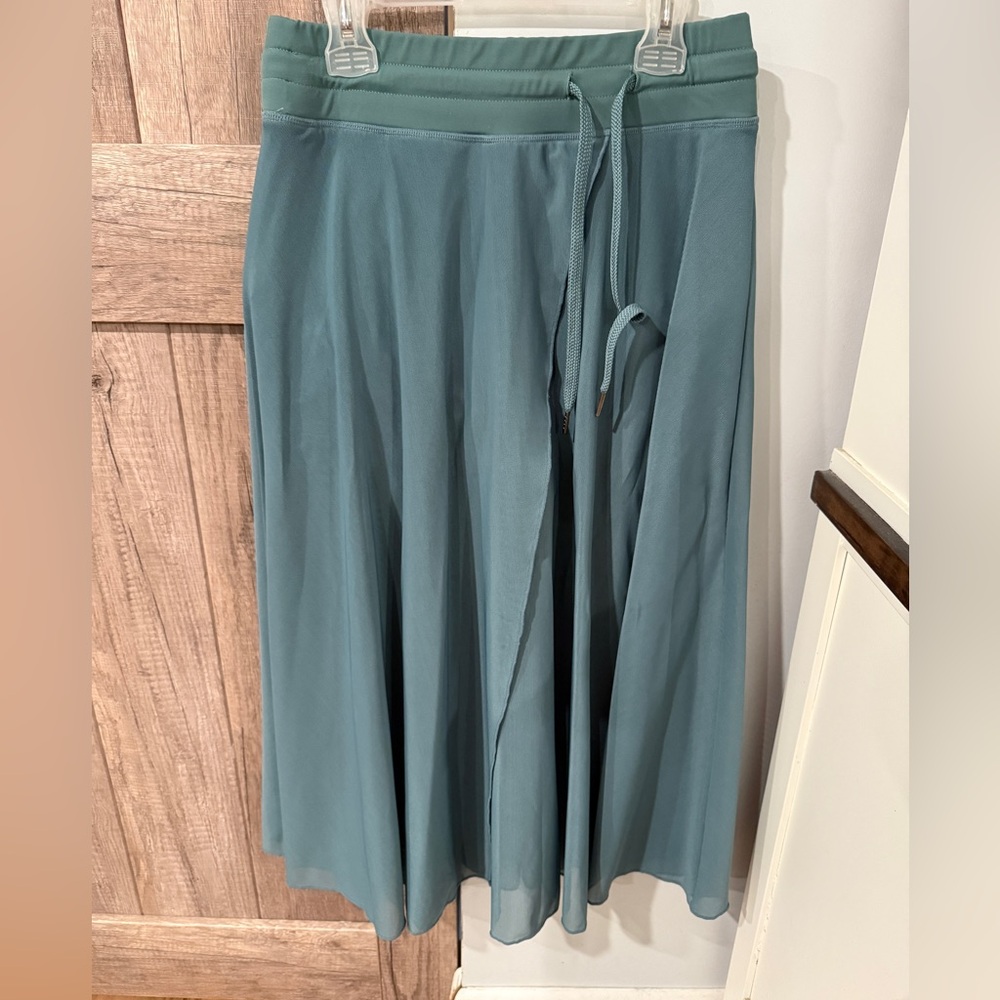 Women's High Rise Teal A-Line Skirt with Shorts and Drawstring
